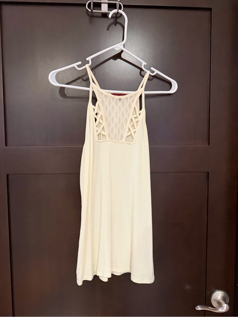 Buckle Cream Crochet Yoke Camisole Tank Top